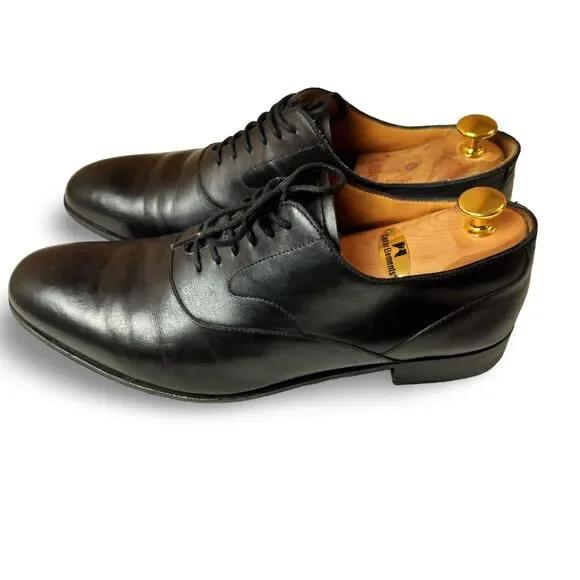 Valentino Garavani 43.5 (US 10.5) Oxfords Shoes Black Leather Lace Up Italy Valentino Garavani Lace up and Monkstrap Men Leather Black  main image 3